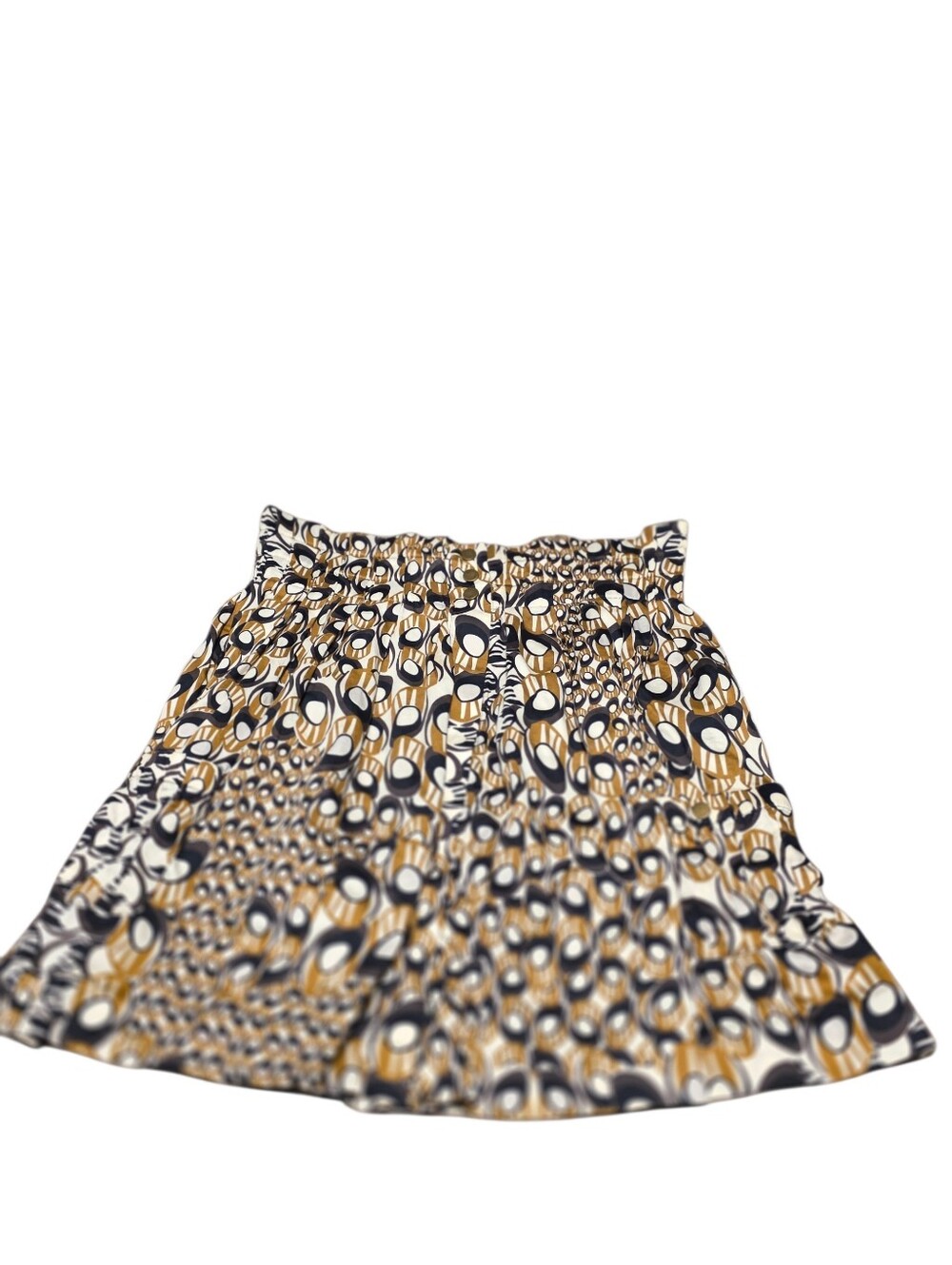 Parameter 100% Cotton Mod Print A-Line Pleated Mini Skirt Ruched Waist Size 10